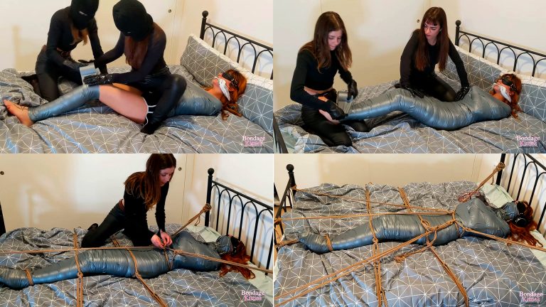 Girl Mummified and Restrained by 2 Burglars