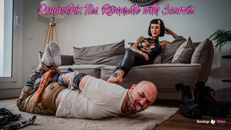 Dominatrix Ties Roommate with Scarves