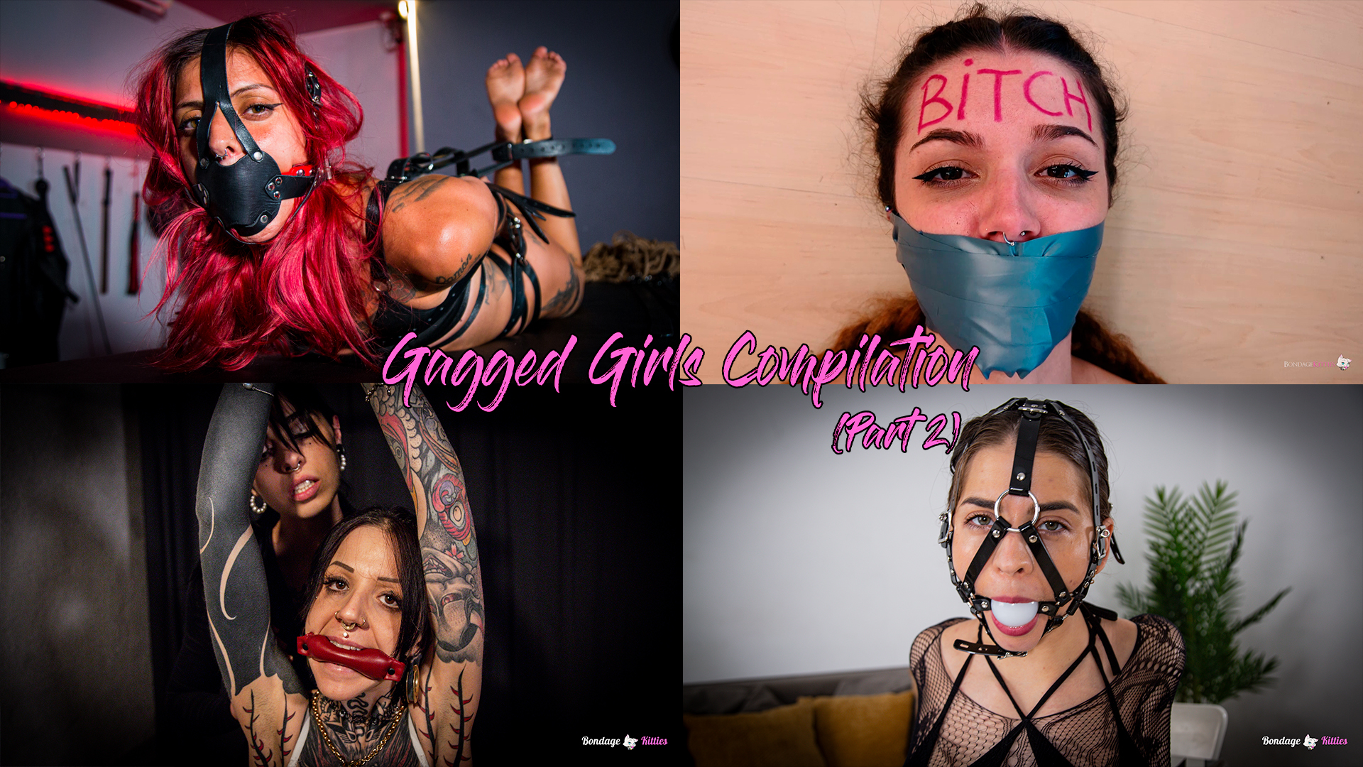 Gagged girls compilation with ball gag, tape gag, cleave gag, stuffed mouth and silenced women.